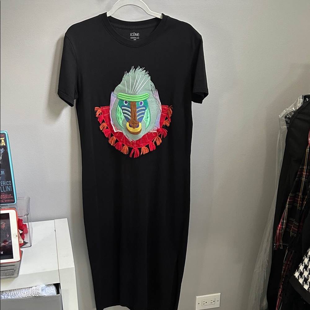 J. Crew Black Midi Dress with Colorful Embroidery